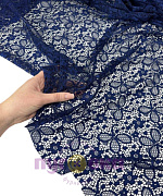 Гипюр стрейч цветы, т.синий