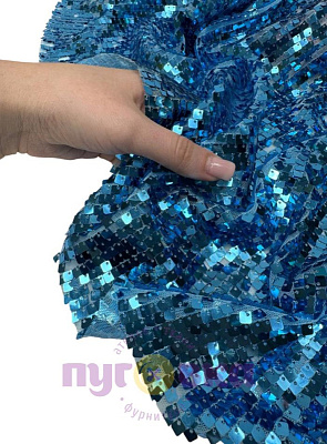 Пайетки на сетке цвет голубой