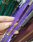 молния металл "Кружево"20 см,фиолет/золото н/р