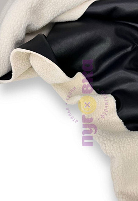 Дубленка мягкая/ Экокожа с мехом цвет черный/крем/запас на пластике