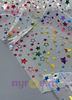 Сетка Радужные звезды на белом