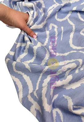 Вискоза Бохо абстракция светло голубая Акция до 31.08