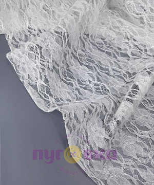 Гипюр школьный Цветы-узоры цвет белый