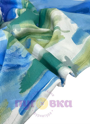 Вискоза Бохо акварель цвет голубой