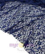 Гипюр стрейч цветы, т.синий