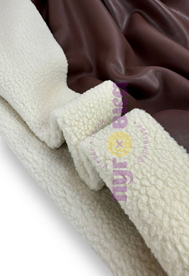 Дубленка мягкая/ Экокожа с мехом цвет коричневый/крем/ запас на пластике