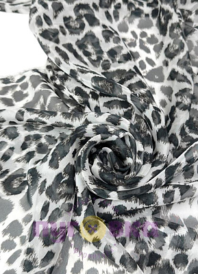 Мульти шифон Леопард серый