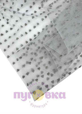 Фатин флок Горошек ш.1,5м,серый