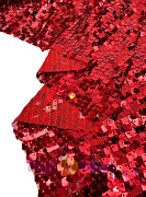 Пайетки на сетке цвет красный