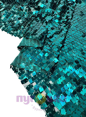 Пайетки на сетке цвет морская волна