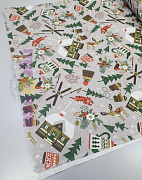 Рогожка Зимние забавы на сером 29038