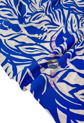 Вискоза Бохо Листья небесно-голубые Акция до 31.08