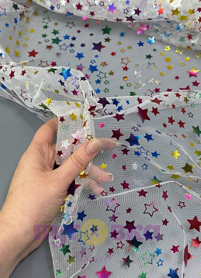 Сетка Радужные звезды на белом