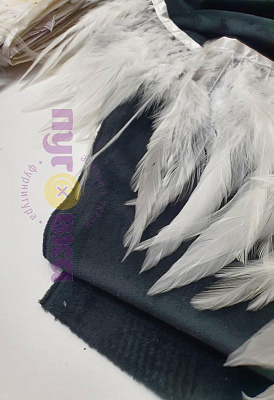 Тесьма перо Марабу на ленте цвет белый