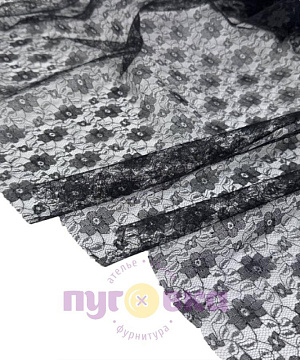 Гипюр Ромашки цвет черный