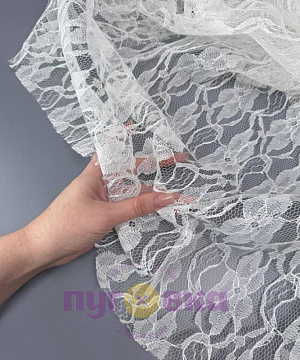 Гипюр школьный Цветы-узоры цвет белый