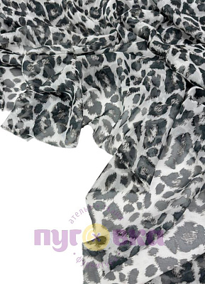 Мульти шифон Леопард серый